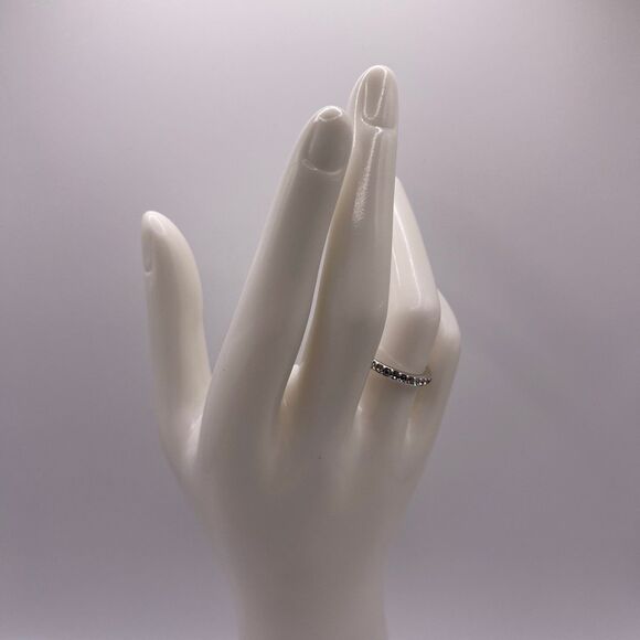 COACH Signature Silver Minimal Pave Rhinestone Band Ring - Picture 7 of 12